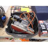 Crate containing mixed electrical tooling incl. jig saw, sander, etc.