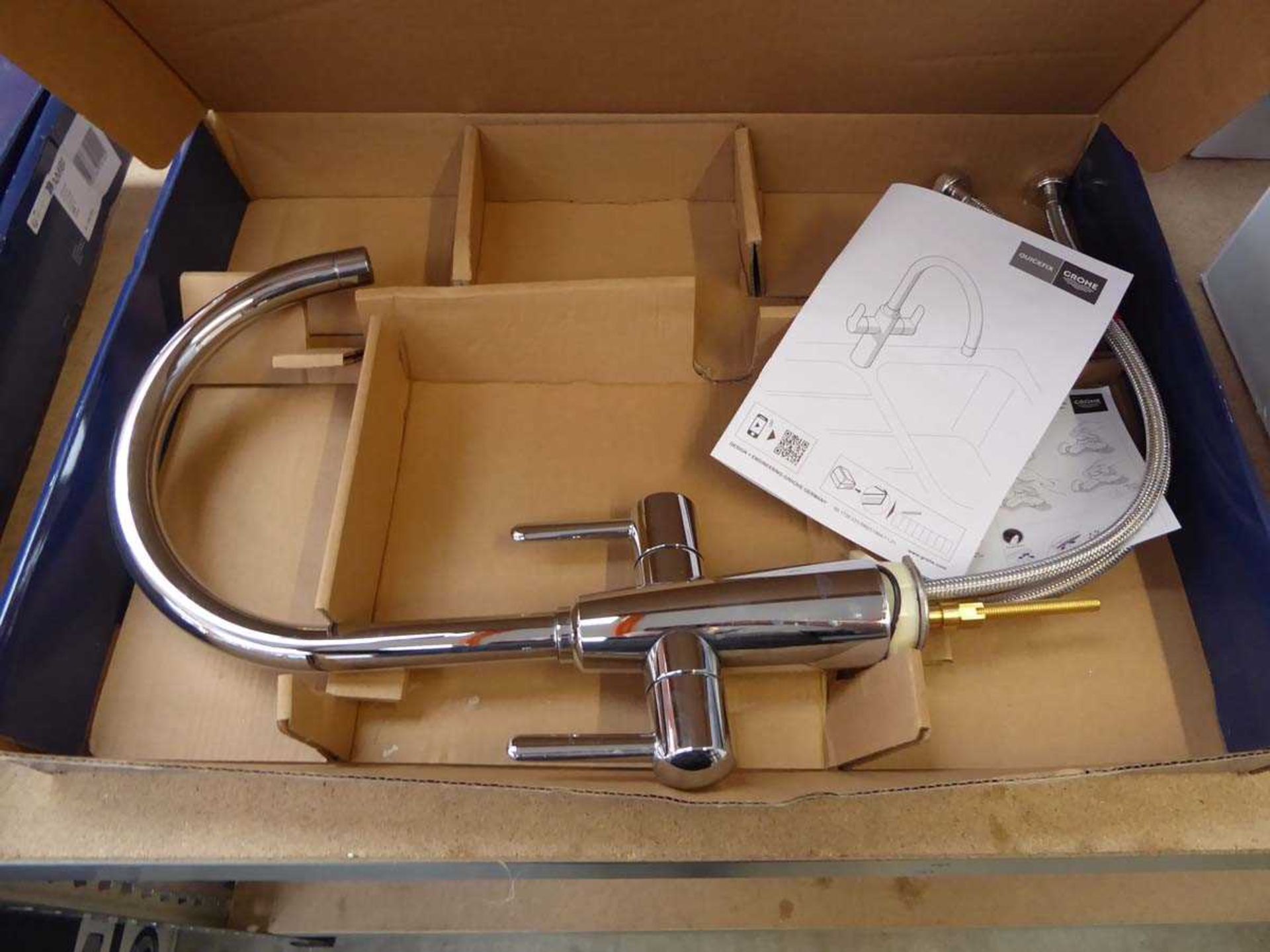 +VAT Boxed Grohe Ambi chrome twin lever kitchen tap - Image 2 of 2