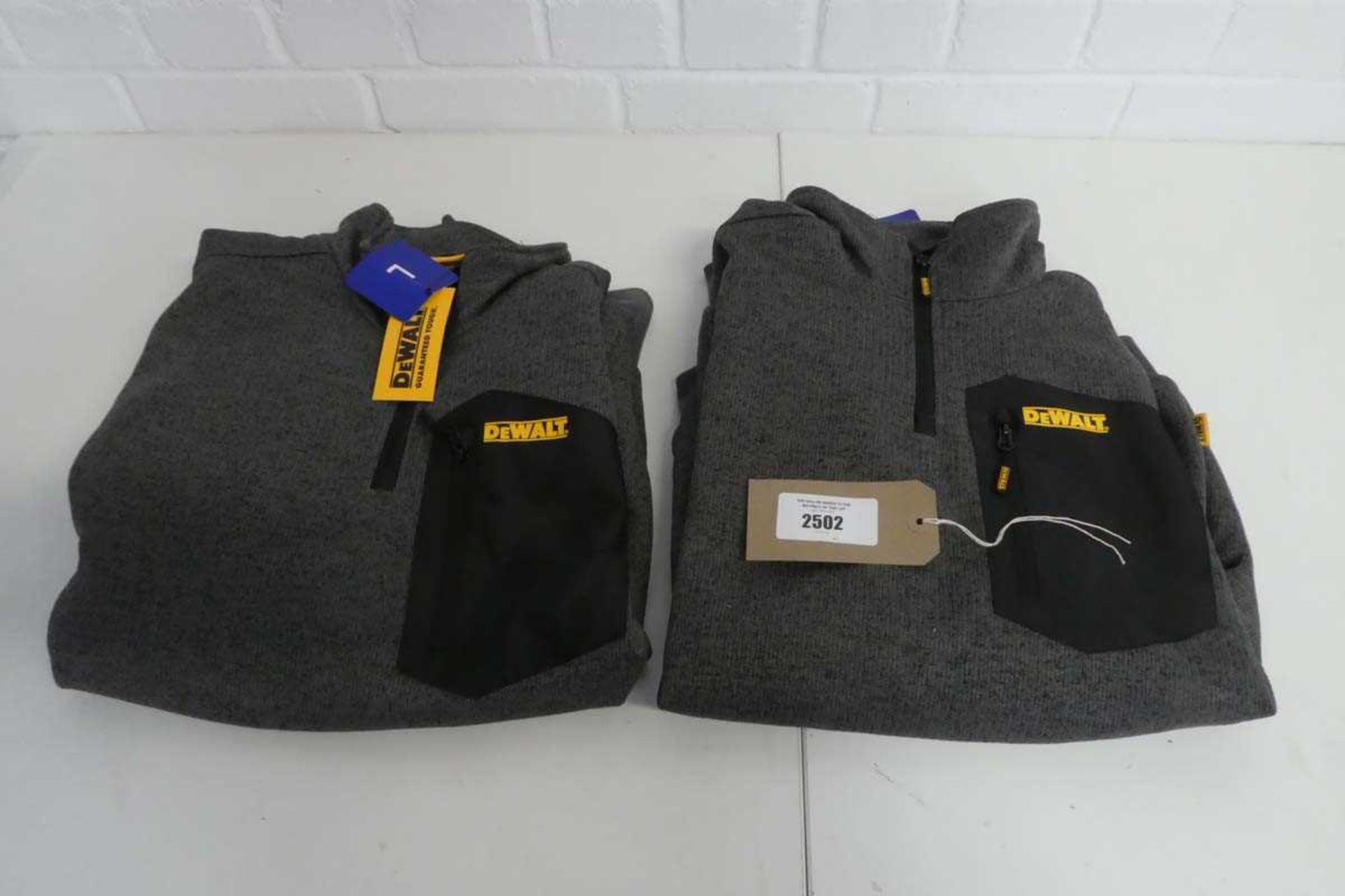 +VAT 2 DeWalt 1/4 zip work fleeces (both size L), both in grey