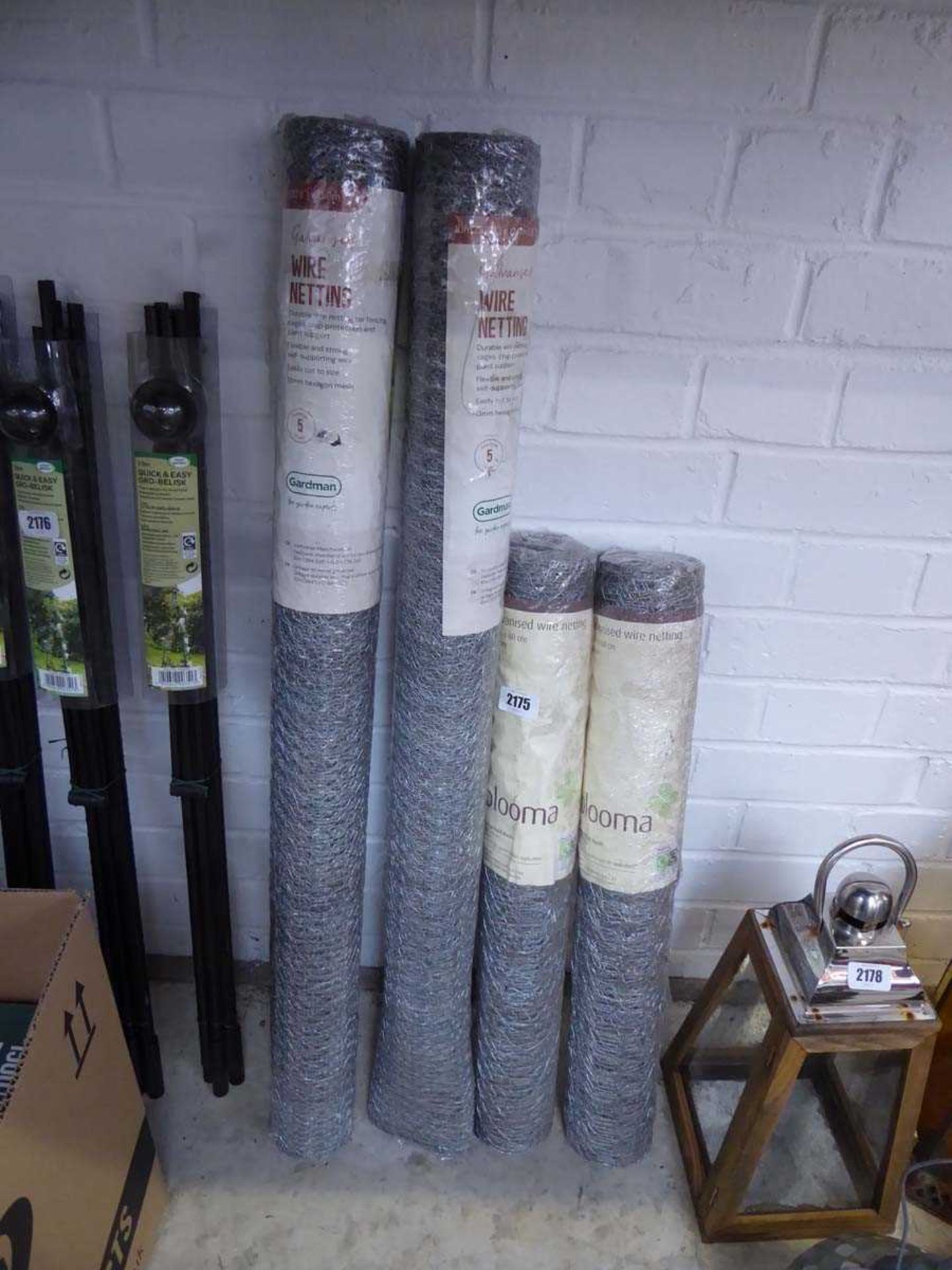 4 rolls of galvanised wire netting (two 10x0.9m; two 10x0.6m)