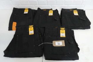 +VAT 5 pairs of DeWalt holster multi pocket work trousers in black (W40 L32)