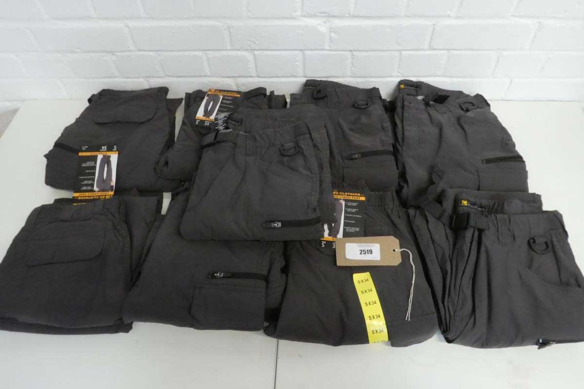 +VAT 9 pairs of BC Clothing lined cargo pants in grey