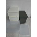 +VAT Various plastic storage boxes and inner cupboardn bin