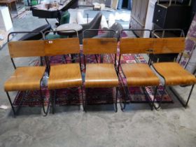 Set of 5 school style vintage dining chairs