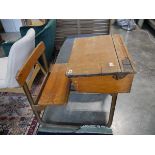 Early 20th century school desk with integral seat