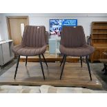 2 suede effect dining chairs