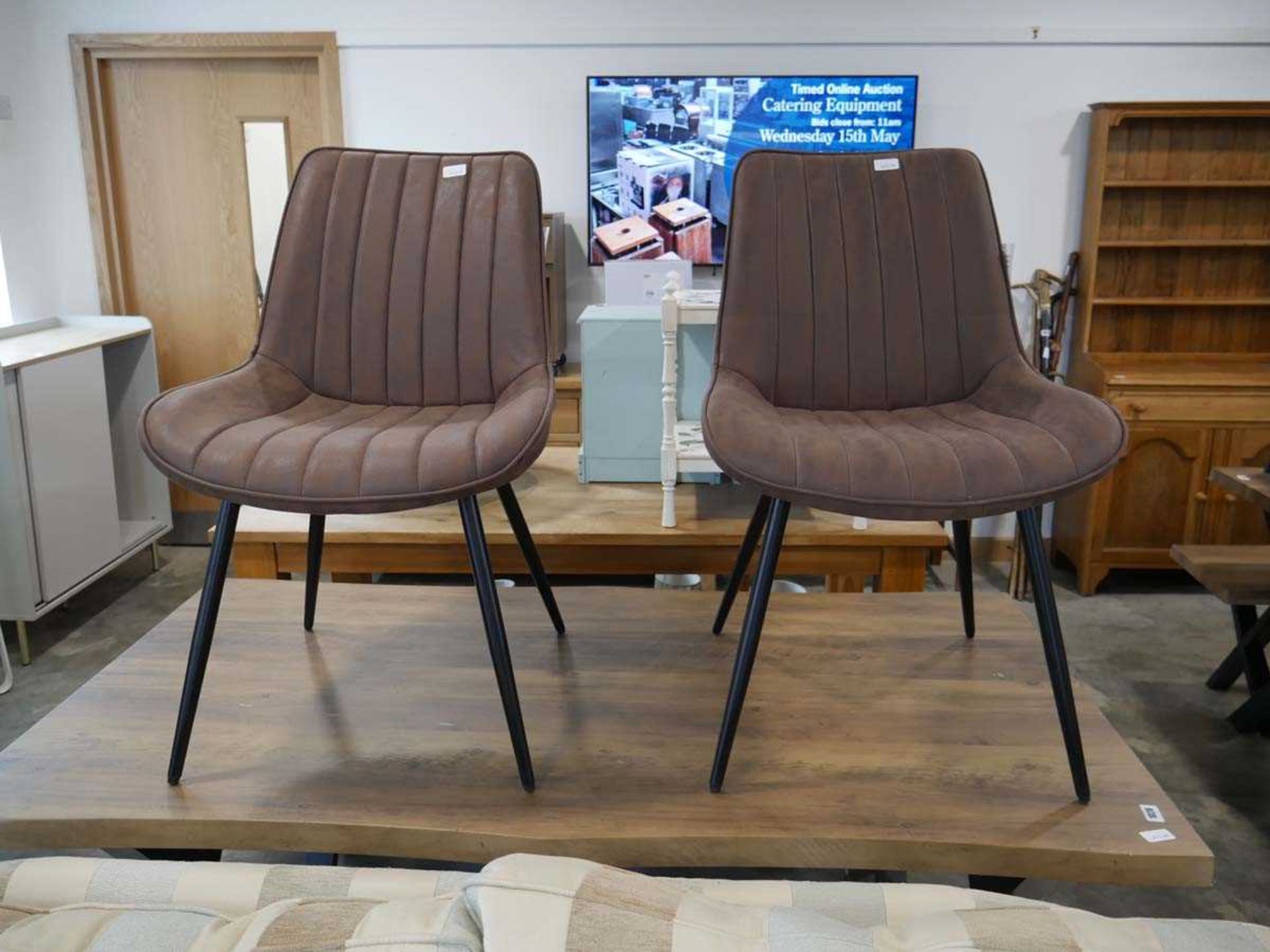 2 suede effect dining chairs