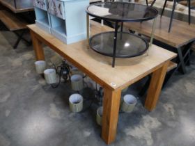 Rectangular honey oak dining table