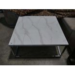 Coffee table with marble effect top and metal supports