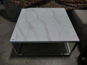 Coffee table with marble effect top and metal supports