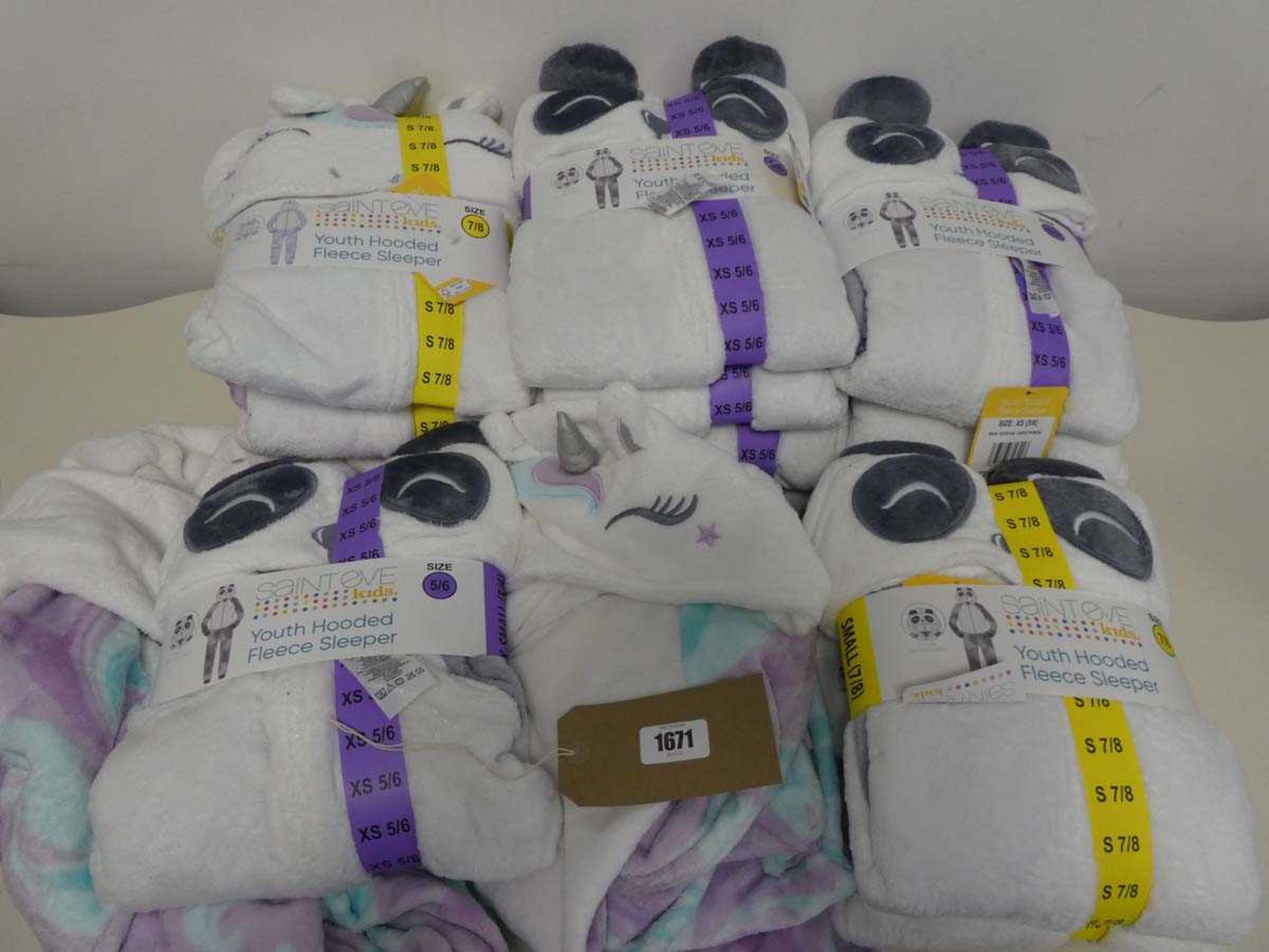 Mixed bag of childrens youth hooded fleece sleepers.