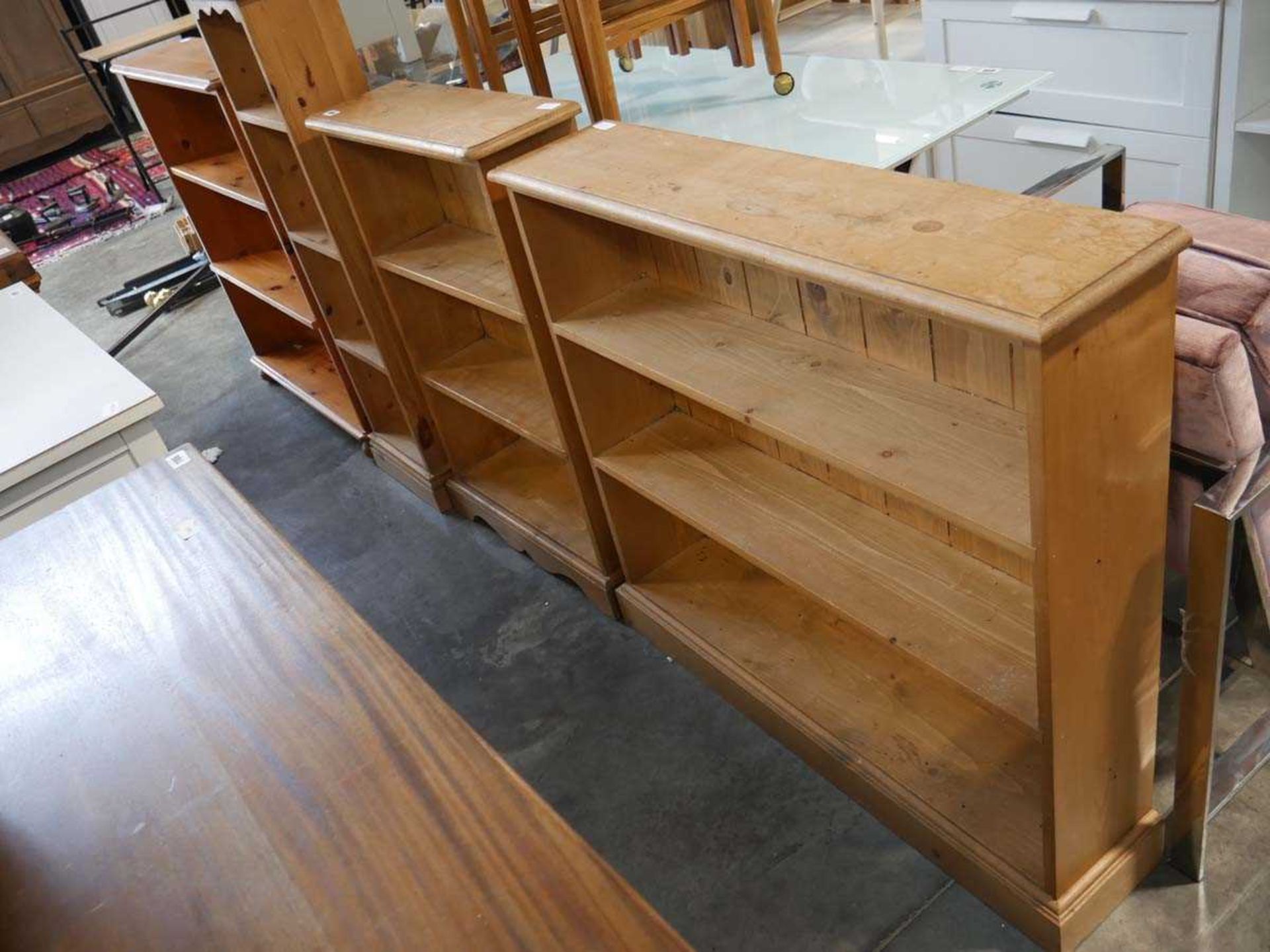 4 pine wood book cases