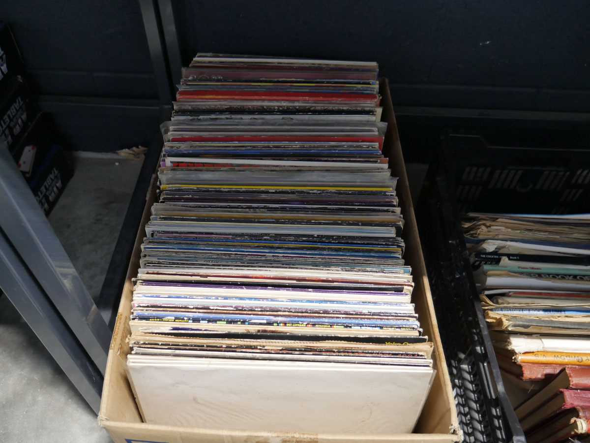 Box containing a quantity of vinyl LPs to include The Specials, The Who, Rolling Stones, Def