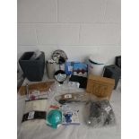 +VAT Bag containing various bathroom accessories to include soap/lotion dispensers, magnifying