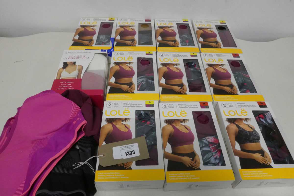 +VAT Mixed bag of ladies sports bras to include Lole, Puma, Carole Hochman