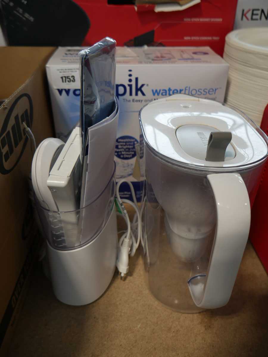 +VAT 1 boxed and 1 unboxed WaterPik water flossers with unboxed Brita Aluna 2.4L water filter jug