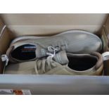 +VAT Boxed pair of Skechers classic fit memory foam trainers in taupe size 12