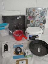 +VAT Bag containing kitchen accessories to include compost caddy, oven tray, storage containers,