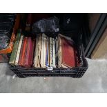 Black crate containing large collection of classical and Broadway piano and pianoforte sheet music