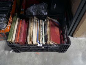 Black crate containing large collection of classical and Broadway piano and pianoforte sheet music