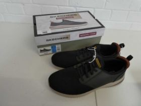 +VAT Boxed pair of Skechers classic fit memory foam trainers in black size 12