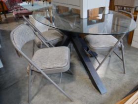 +VAT 4 folding dining chairs (varying states of condition)