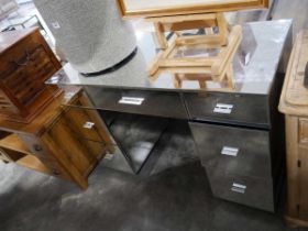 Mirrored desk with 3 drawers either side and 1 drawer in the middle