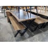 Indoor picnic style dining table with 2 bench seats