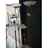 4 various brass coloured standard lamps