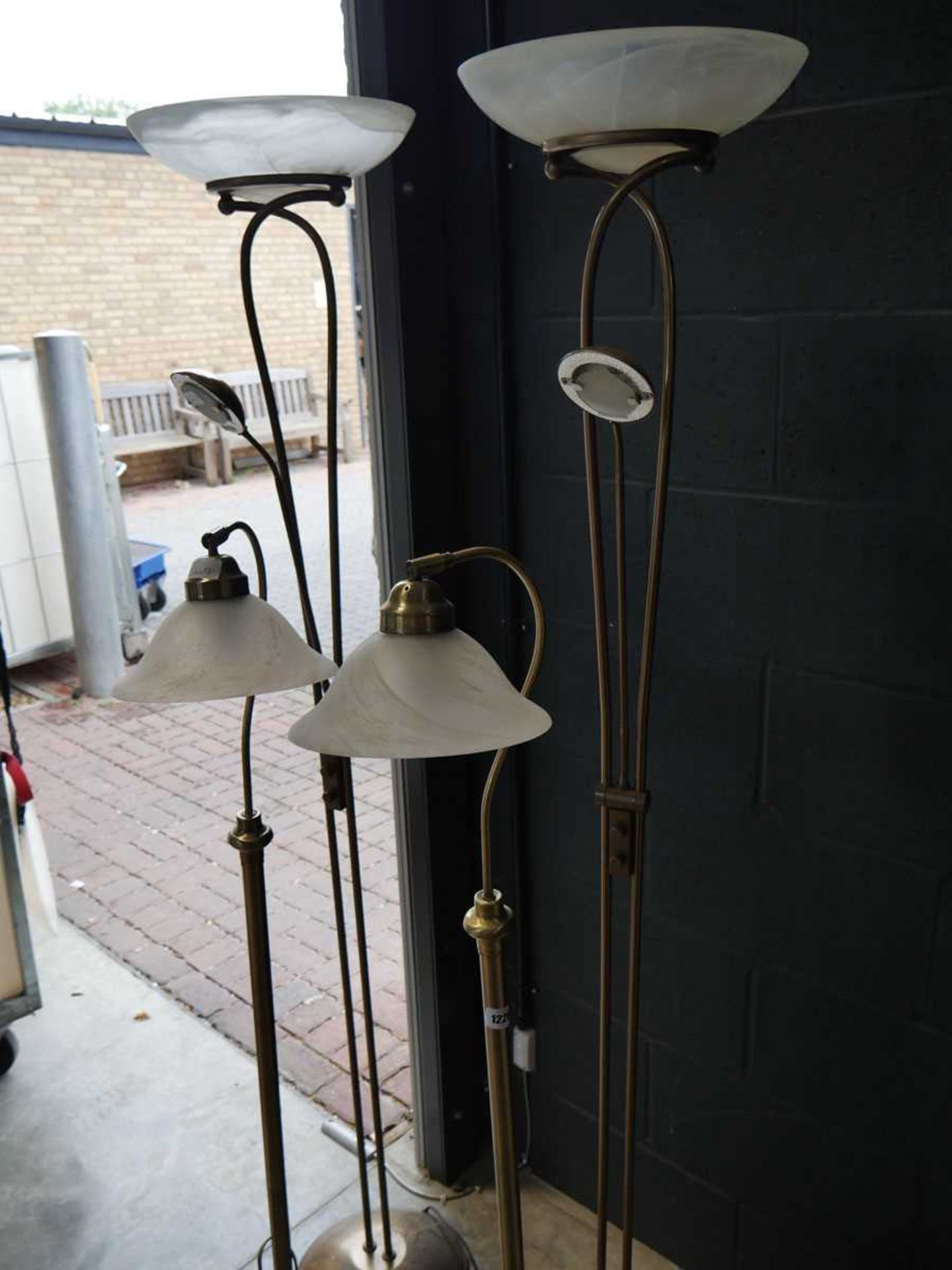 4 various brass coloured standard lamps