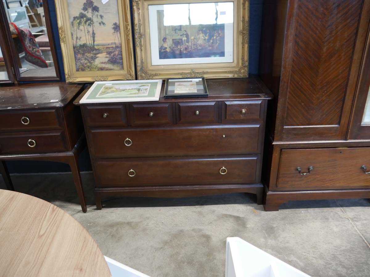 Stag bedroom suite comprising dressing unit with matching stool and low boy - Image 2 of 2