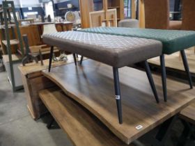 Brown leather effect bench seat