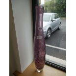 Tall fluted crystal glass with pink haze effect, marked Dartington Crystal