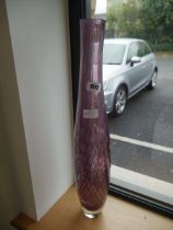 Tall fluted crystal glass with pink haze effect, marked Dartington Crystal