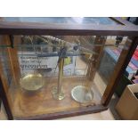 Vintage glass cased scientific laboratory scales