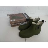 +VAT Boxed pair of weatherproof ankle wellies in green size 7