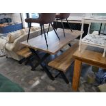 Large indoor picnic style table with 2 benches