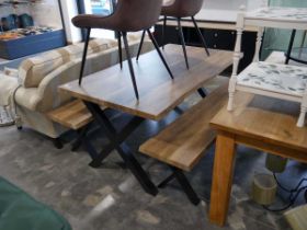 Large indoor picnic style table with 2 benches