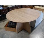 Circular pine effect dining table