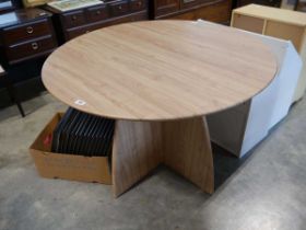 Circular pine effect dining table