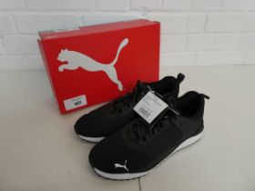 +VAT Boxed pair of mens Puma runner trainers in black size 10