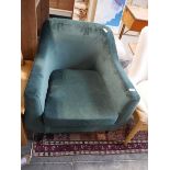 Green suede upholstered easy chair