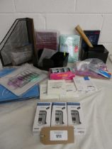 +VAT Bag containing stationary to include note pads, scissors, pocket microscopes etc.