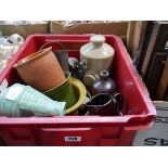 Box containing various Earthenware pots and others