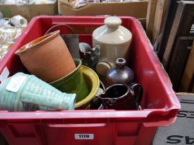 Box containing various Earthenware pots and others