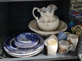 Large vase and bowl with decorative floral design, together with various oriental style plates and