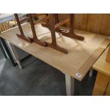 Rubberwood rectangular dining table on turned bleach supports