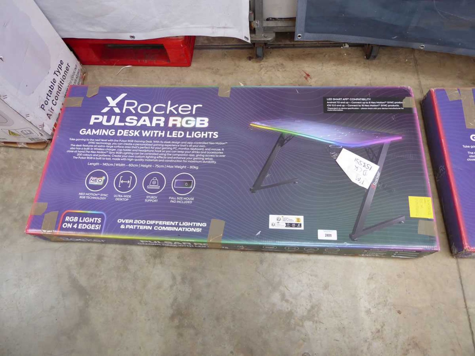 +VAT Boxed X Rocker Pulsar RGB gaming desk with integral LED lighting