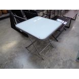 Square glass top garden table