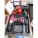 +VAT Cased Duratool cordless drill with battery and charger with Duratool cordless hammer drill